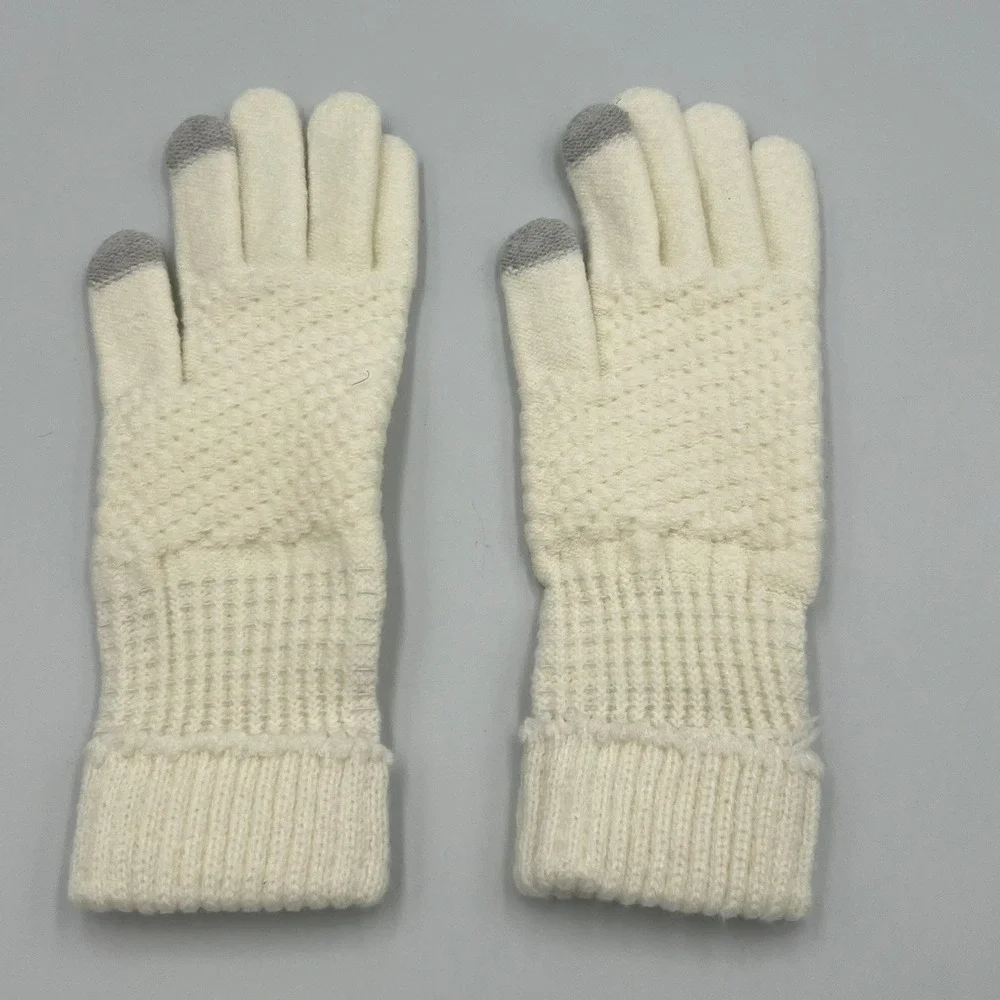 Touchscreen Knit Gloves Women OS Cream Very Good Tech Winter Accessory